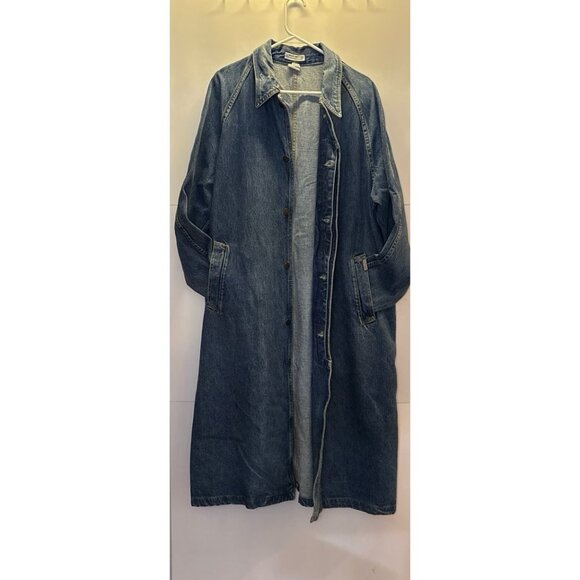 Vintage 80 GUESS George Marciano Long Denim Jeans Jacket, Denim Trench coat (XL) - Picture 1 of 12